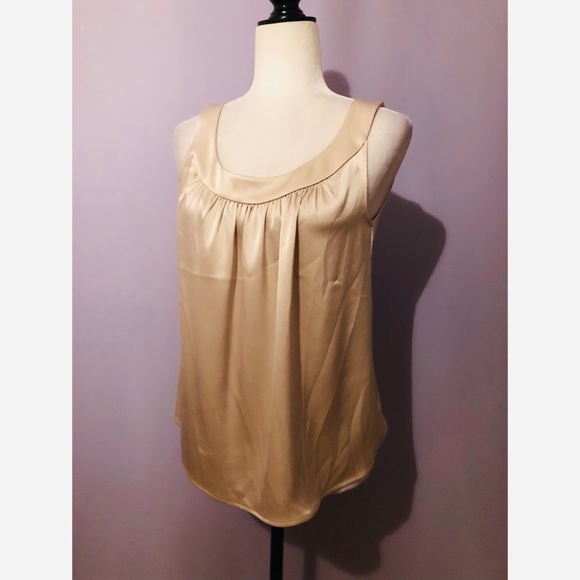 St. John Champagne Gold Sleeveless Gathered Blouse - Picture 3 of 7